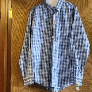 Izod Men's Casual Blue Checkered Shirt